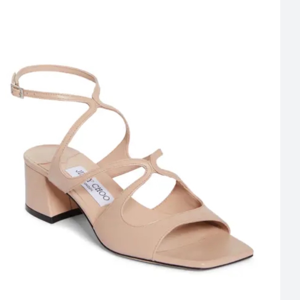 Jimmy Choo Nude Beige Strappy Block Heel Sandals